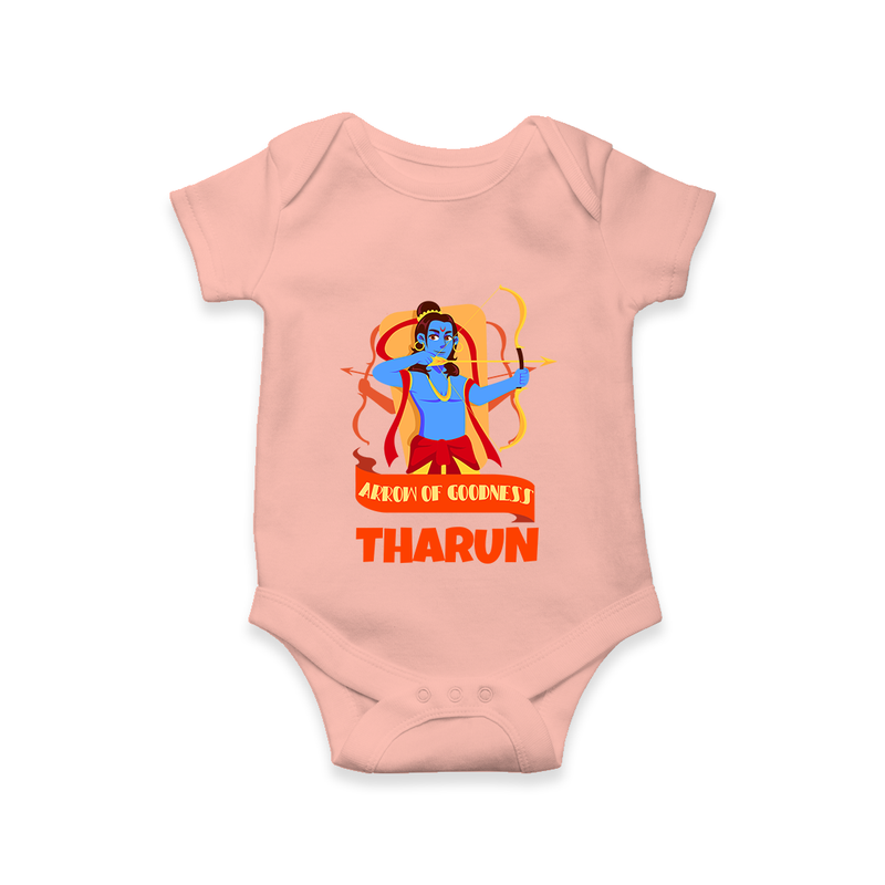 Arrow of Goodness Romper | Personalized Baby Romper for Festival Fun - PEACH - New Born (Chest 14")