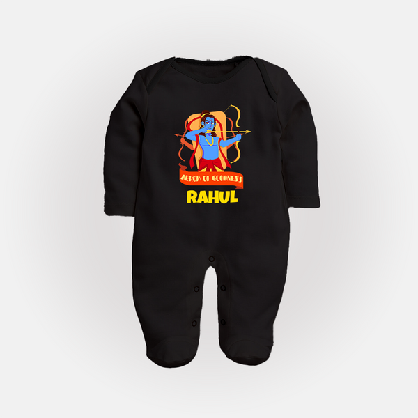 Arrow of Goodness Sleep Suit | Personalized Baby Sleep Suit for Festival Fun - BLACK - New Born (Chest 7.5")