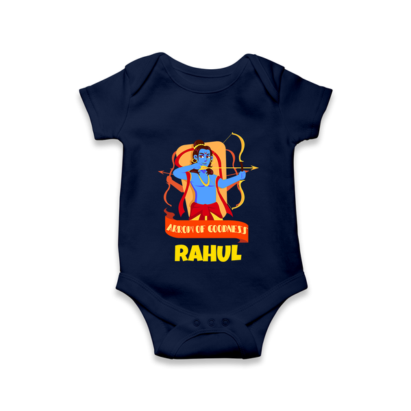 Arrow of Goodness Romper | Personalized Baby Romper for Festival Fun - NAVY BLUE - New Born (Chest 14")