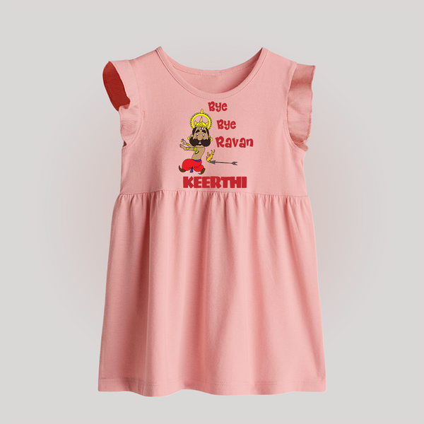 Bye Bye Ravan Baby frock | Custom Baby frock for Dussehra Celebration - BABY PINK - 0 - 3 Months Old (Chest 17")
