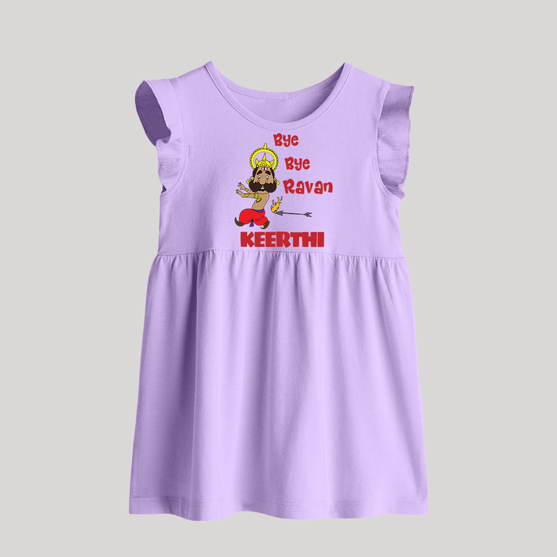 Bye Bye Ravan Baby frock | Custom Baby frock for Dussehra Celebration - LILAC - 0 - 3 Months Old (Chest 17")