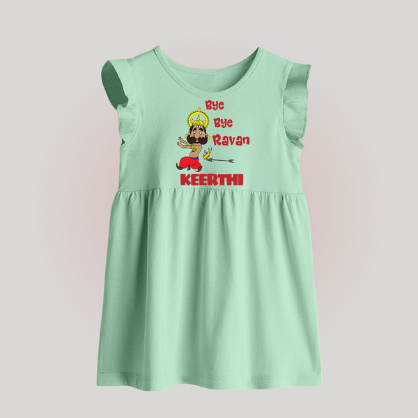 Bye Bye Ravan Baby frock | Custom Baby frock for Dussehra Celebration - MINT GREEN - 0 - 3 Months Old (Chest 17")