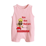 Bye Bye Ravan Romper Suit | Custom Baby Romper Suit for Dussehra Celebration - BABY PINK - 0 - 5 Months Old (Chest 18")