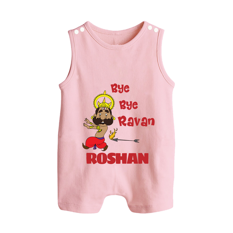 Bye Bye Ravan Romper Suit | Custom Baby Romper Suit for Dussehra Celebration - BABY PINK - 0 - 5 Months Old (Chest 18")