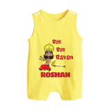 Bye Bye Ravan Romper Suit | Custom Baby Romper Suit for Dussehra Celebration - PASTEL YELLOW - 0 - 5 Months Old (Chest 18")