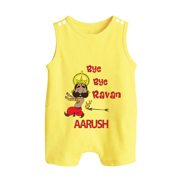 Bye Bye Ravan Button Romper - PASTEL YELLOW - New Born (Chest 18")