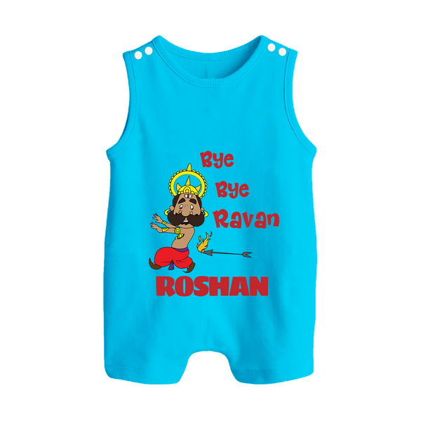 Bye Bye Ravan Romper Suit | Custom Baby Romper Suit for Dussehra Celebration - SKY BLUE - 0 - 5 Months Old (Chest 18")