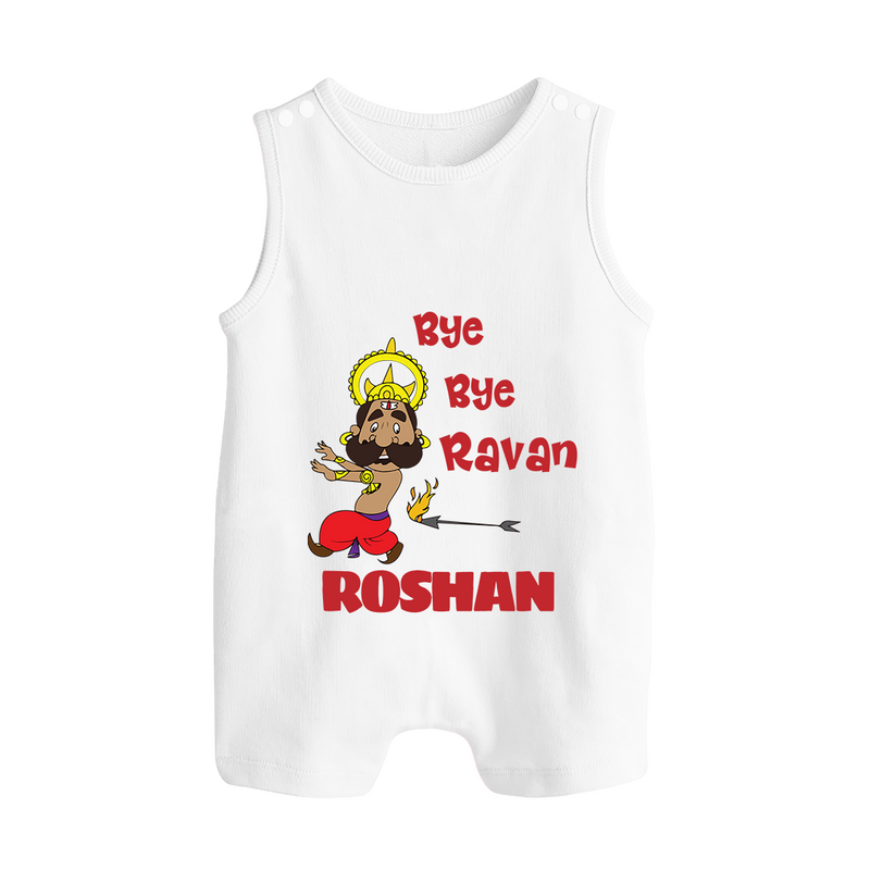 Bye Bye Ravan Romper Suit | Custom Baby Romper Suit for Dussehra Celebration - WHITE - 0 - 5 Months Old (Chest 18")