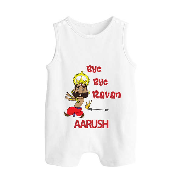 Bye Bye Ravan Button Romper - WHITE - New Born (Chest 18")