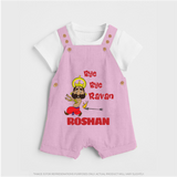 Bye Bye Ravan Dungaree Set | Custom Baby Dungaree Set for Dussehra Celebration - BABY PINK - 0 - 5 Months Old (Chest 18")