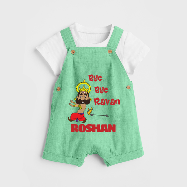 Bye Bye Ravan Dungaree Set | Custom Baby Dungaree Set for Dussehra Celebration - GREEN - 0 - 5 Months Old (Chest 18")