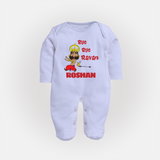 Bye Bye Ravan Sleep Suit | Custom Baby Sleep Suit for Dussehra Celebration - BABY BLUE - New Born (Chest 7.5")