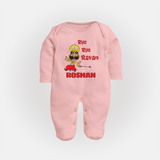 Bye Bye Ravan Sleep Suit | Custom Baby Sleep Suit for Dussehra Celebration - BABY PINK - New Born (Chest 7.5")