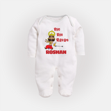 Bye Bye Ravan Sleep Suit | Custom Baby Sleep Suit for Dussehra Celebration - WHITE - New Born (Chest 7.5")