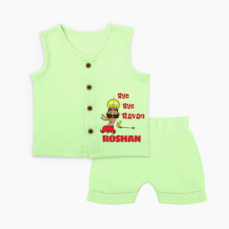 Bye Bye Ravan Jabla Set | Custom Baby Jabla Set for Dussehra Celebration - PASTEL GREEN - 0 - 3 Months Old (Chest 9.8")