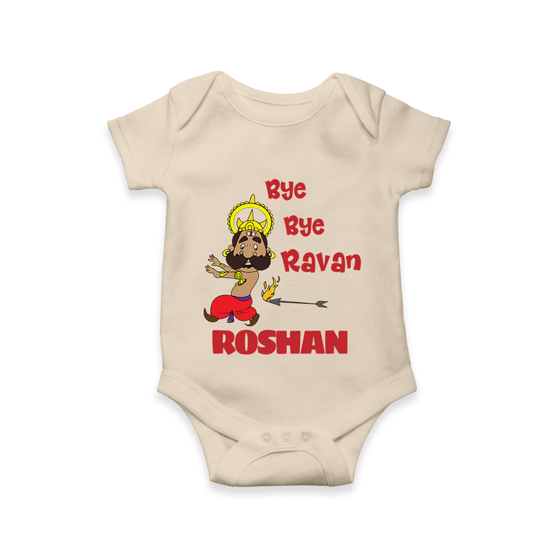 Bye Bye Ravan Romper | Custom Baby Romper for Dussehra Celebration - IVORY - New Born (Chest 14")