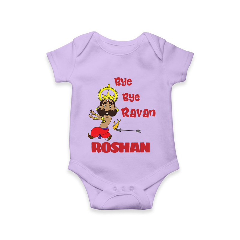 Bye Bye Ravan Romper | Custom Baby Romper for Dussehra Celebration - LILAC - New Born (Chest 14")