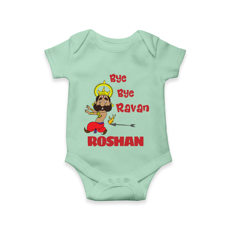 Bye Bye Ravan Romper | Custom Baby Romper for Dussehra Celebration - MINT GREEN - New Born (Chest 14")