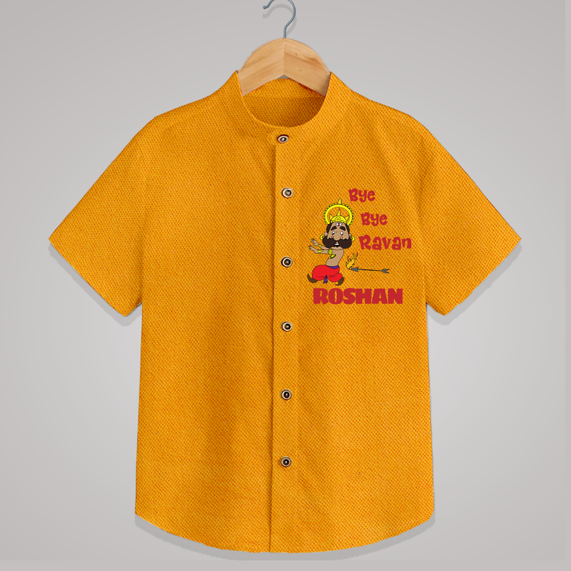 Bye Bye Ravan Shirt | Custom Baby Shirt for Dussehra Celebration - CHROME YELLOW - 0 - 6 Months Old (Chest 23")