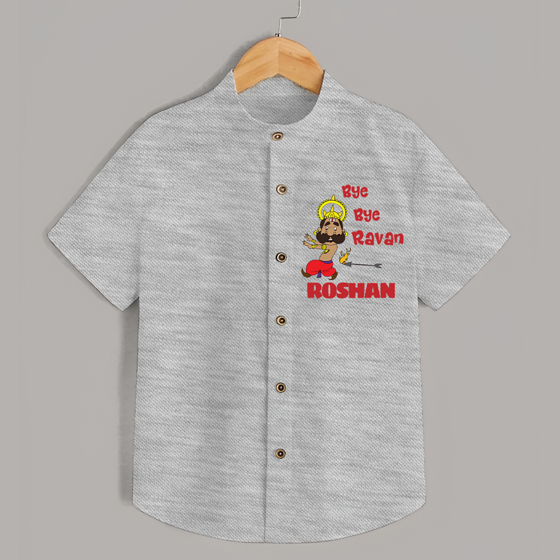 Bye Bye Ravan Shirt | Custom Baby Shirt for Dussehra Celebration - GREY - 0 - 6 Months Old (Chest 23")