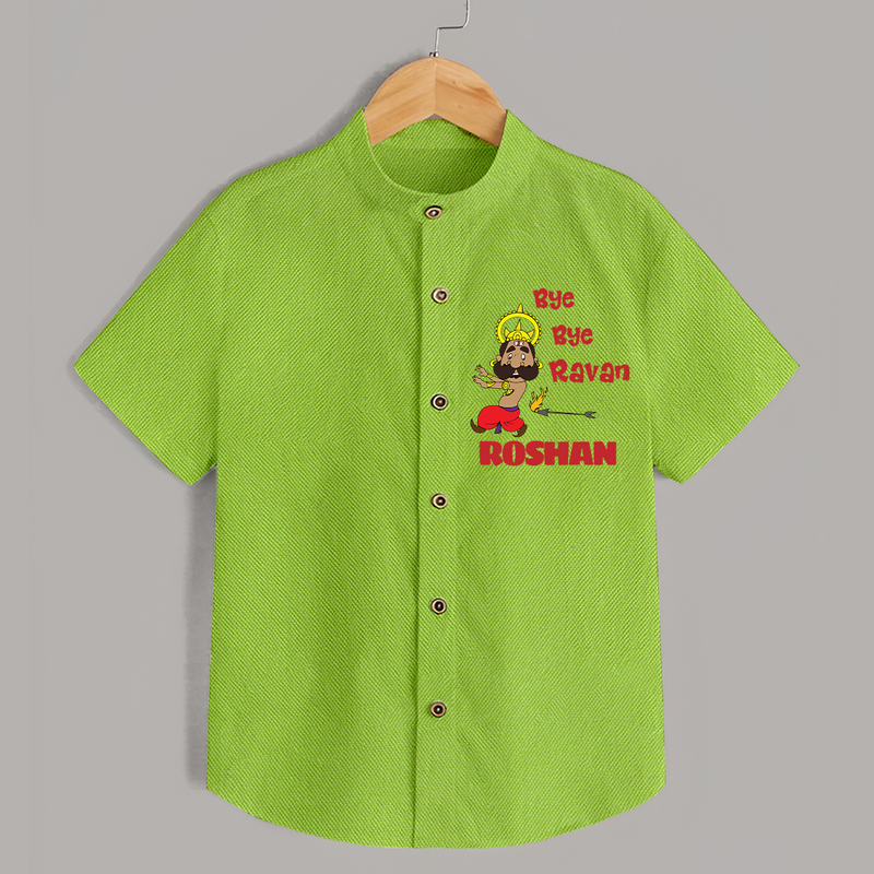 Bye Bye Ravan Shirt | Custom Baby Shirt for Dussehra Celebration - LIME GREEN - 0 - 6 Months Old (Chest 23")