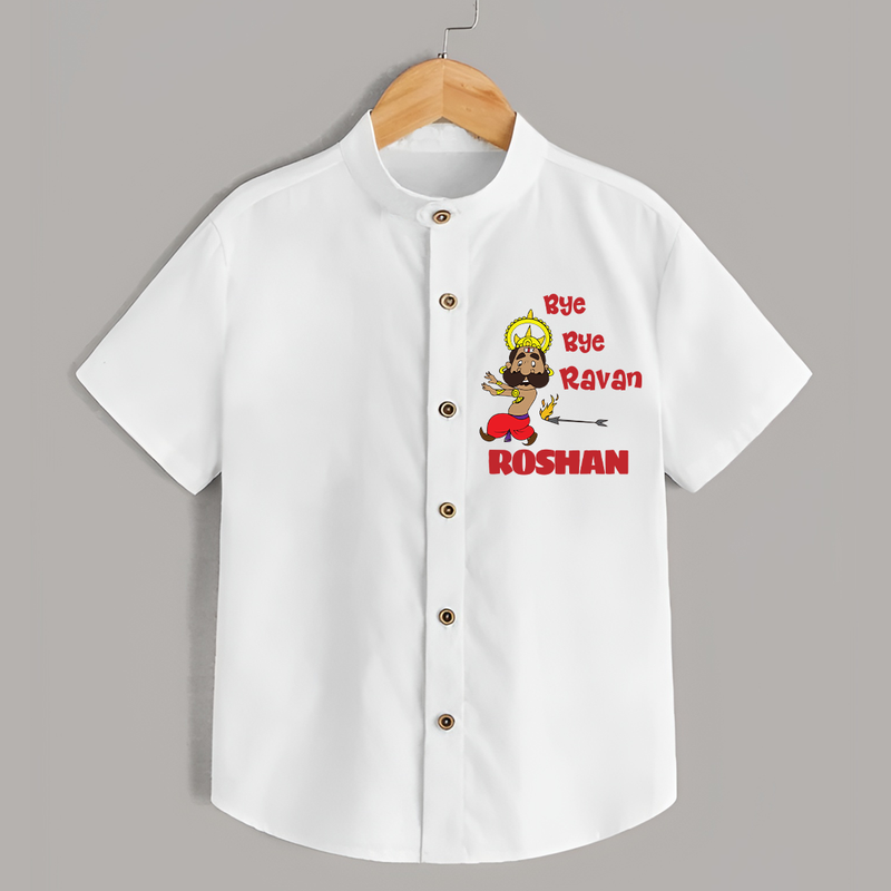 Bye Bye Ravan Shirt | Custom Baby Shirt for Dussehra Celebration - WHITE - 0 - 6 Months Old (Chest 23")
