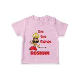 Bye Bye Ravan Tshirt | Custom Baby Tshirt for Dussehra Celebration - BABY PINK - 0-5 Months Old (Chest 17")