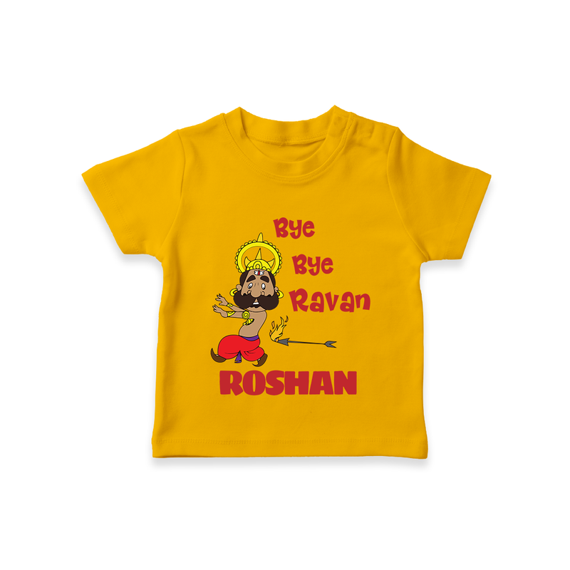 Bye Bye Ravan Tshirt | Custom Baby Tshirt for Dussehra Celebration - CHROME YELLOW - 0-5 Months Old (Chest 17")