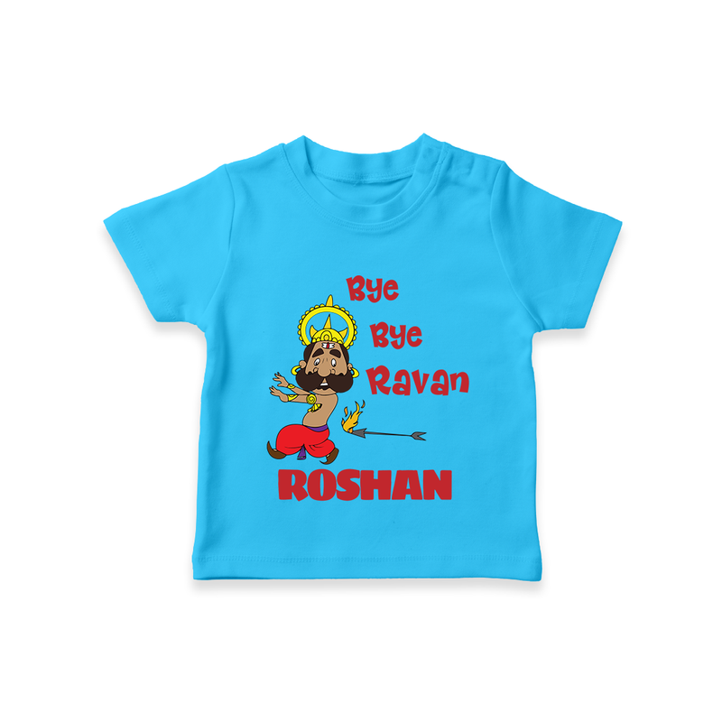 Bye Bye Ravan Tshirt | Custom Baby Tshirt for Dussehra Celebration - SKY BLUE - 0-5 Months Old (Chest 17")