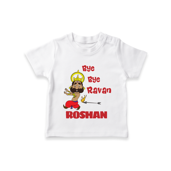 Bye Bye Ravan Tshirt | Custom Baby Tshirt for Dussehra Celebration - WHITE - 0-5 Months Old (Chest 17")