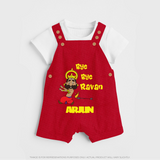 Bye Bye Ravan Dungaree Set | Custom Baby Dungaree Set for Dussehra Celebration - RED - 0 - 5 Months Old (Chest 18")
