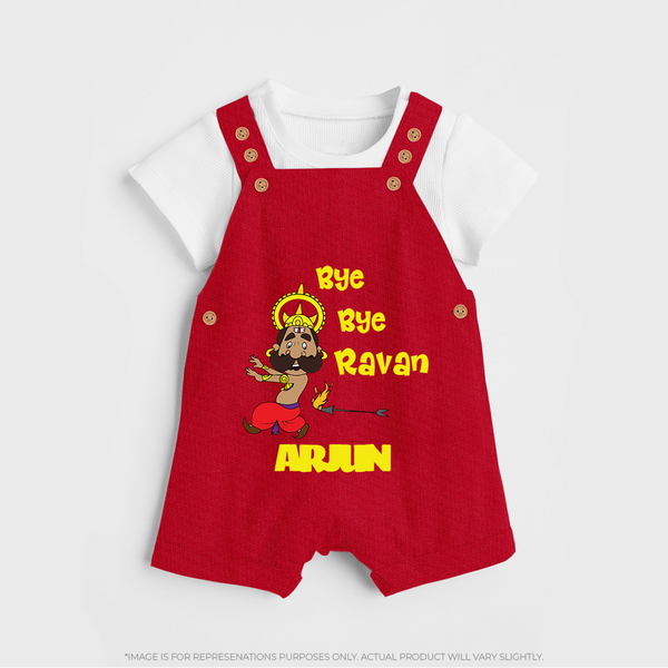 Bye Bye Ravan Dungaree Set | Custom Baby Dungaree Set for Dussehra Celebration - RED - 0 - 5 Months Old (Chest 18")