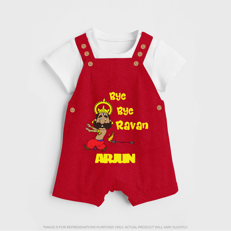 Bye Bye Ravan Dungaree Set | Custom Baby Dungaree Set for Dussehra Celebration - RED - 0 - 5 Months Old (Chest 18")