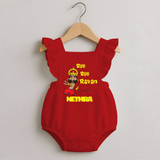 Bye Bye Ravan Romper Frock | Custom Baby Romper Frock for Dussehra Celebration - RED - 0 - 3 Months Old (Chest 19")