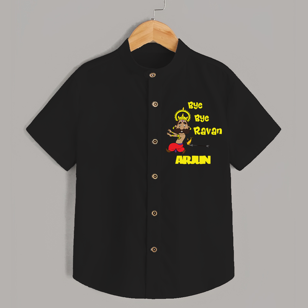 Bye Bye Ravan Shirt | Custom Baby Shirt for Dussehra Celebration - BLACK - 0 - 6 Months Old (Chest 23")