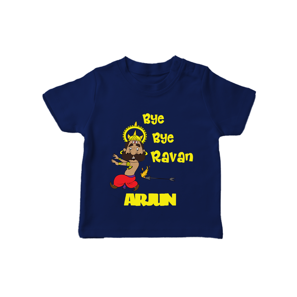 Bye Bye Ravan Tshirt | Custom Baby Tshirt for Dussehra Celebration - NAVY BLUE - 0-5 Months Old (Chest 17")