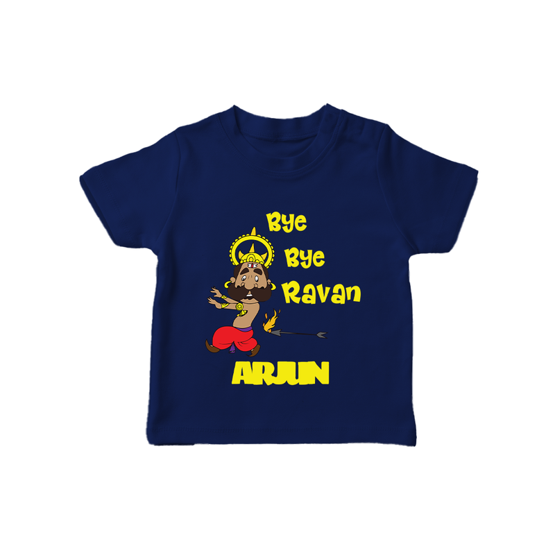 Bye Bye Ravan Tshirt | Custom Baby Tshirt for Dussehra Celebration - NAVY BLUE - 0-5 Months Old (Chest 17")