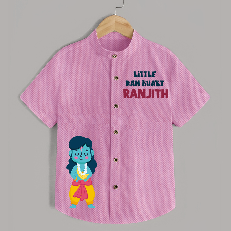 Little Ram Bhakt Shirt | Personalized Kids Shirt for Dussehra - BABY PINK - 0 - 6 Months Old (Chest 23")