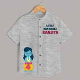 Little Ram Bhakt Shirt | Personalized Kids Shirt for Dussehra - GREY - 0 - 6 Months Old (Chest 23")
