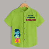 Little Ram Bhakt Shirt | Personalized Kids Shirt for Dussehra - LIME GREEN - 0 - 6 Months Old (Chest 23")