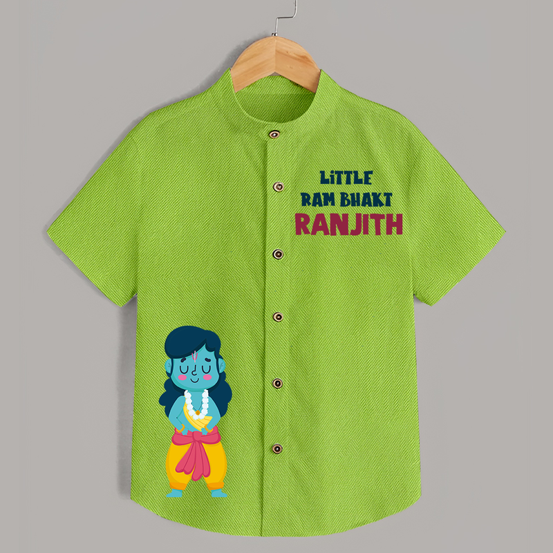Little Ram Bhakt Shirt | Personalized Kids Shirt for Dussehra - LIME GREEN - 0 - 6 Months Old (Chest 23")