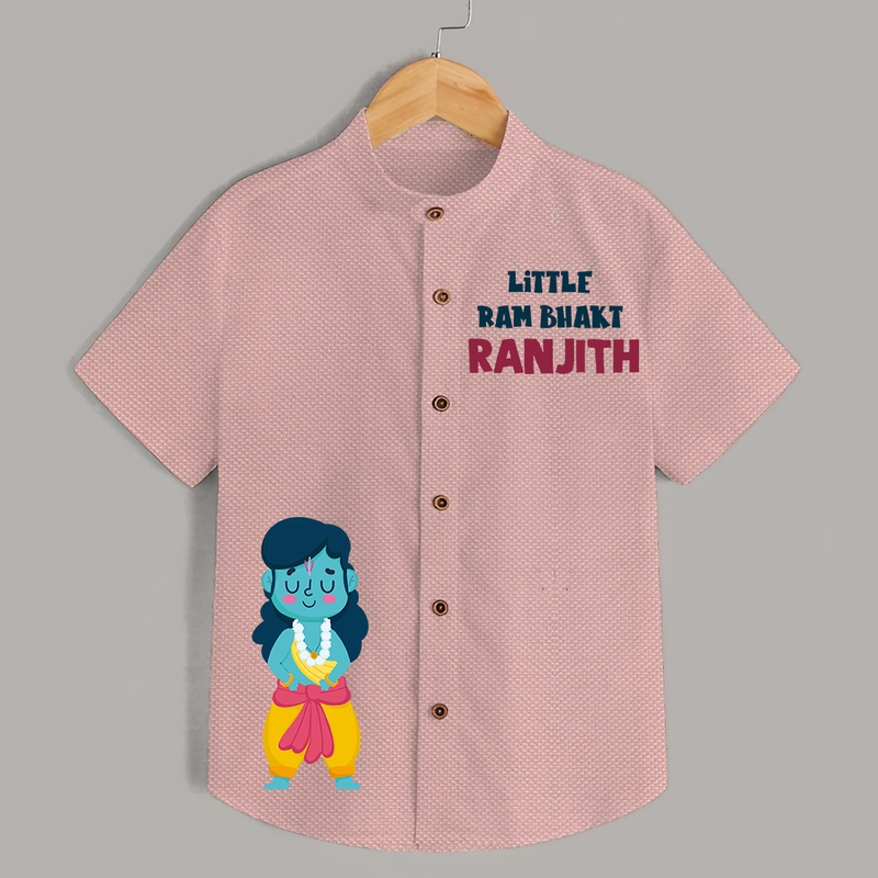 Little Ram Bhakt Shirt | Personalized Kids Shirt for Dussehra - PEACH - 0 - 6 Months Old (Chest 23")