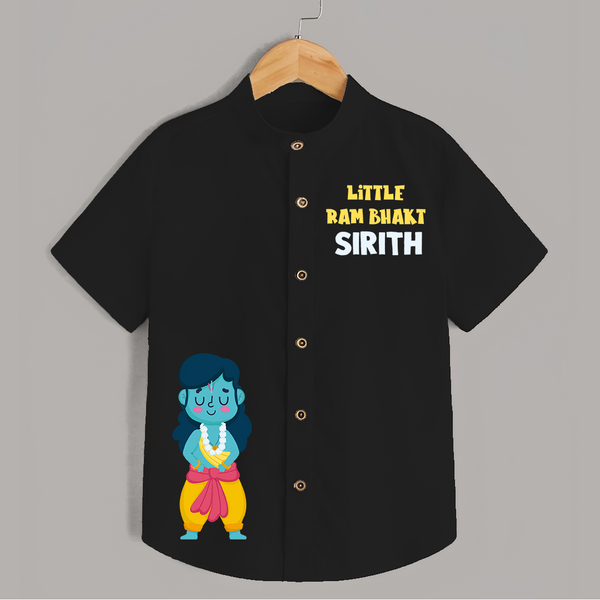 Little Ram Bhakt Shirt | Personalized Kids Shirt for Dussehra - BLACK - 0 - 6 Months Old (Chest 23")