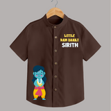 Little Ram Bhakt Shirt | Personalized Kids Shirt for Dussehra - CHOCOLATE BROWN - 0 - 6 Months Old (Chest 23")