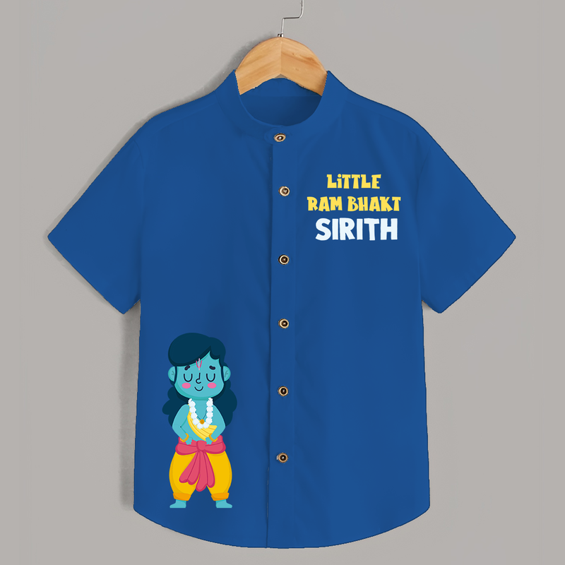 Little Ram Bhakt Shirt | Personalized Kids Shirt for Dussehra - COBALT BLUE - 0 - 6 Months Old (Chest 23")