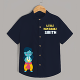 Little Ram Bhakt Shirt | Personalized Kids Shirt for Dussehra - NAVY BLUE - 0 - 6 Months Old (Chest 23")