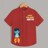 Little Ram Bhakt Shirt | Personalized Kids Shirt for Dussehra - RED - 0 - 6 Months Old (Chest 23")