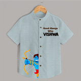Good Always Wins Shirt | Personalized Kids Shirt for Dussehra Festivities - ARCTIC BLUE - 0 - 6 Months Old (Chest 23")
