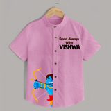 Good Always Wins Shirt | Personalized Kids Shirt for Dussehra Festivities - BABY PINK - 0 - 6 Months Old (Chest 23")