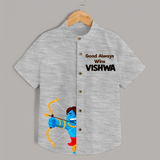 Good Always Wins Shirt | Personalized Kids Shirt for Dussehra Festivities - GREY - 0 - 6 Months Old (Chest 23")